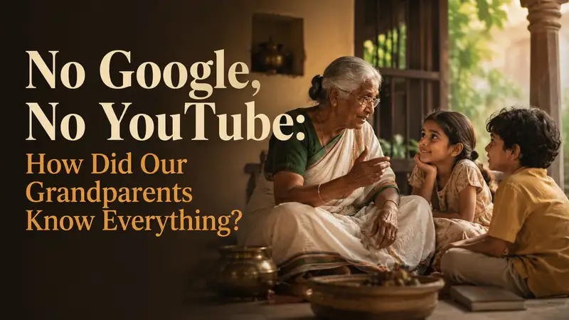 grandparent teaching their grandchildren about new things that the children arent aware of
