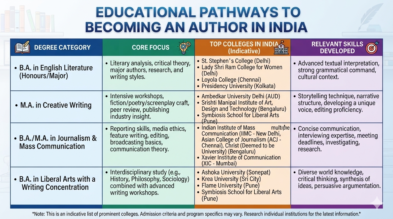 Books, writing materials and a graduation cap representing writing, literature and publishing degree courses and college options for aspiring authors.