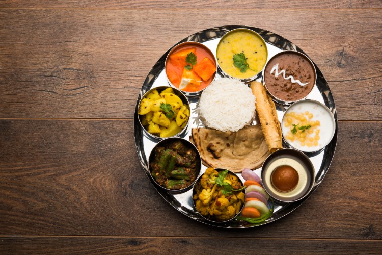 an indian thali with a proper balance of every nutrient