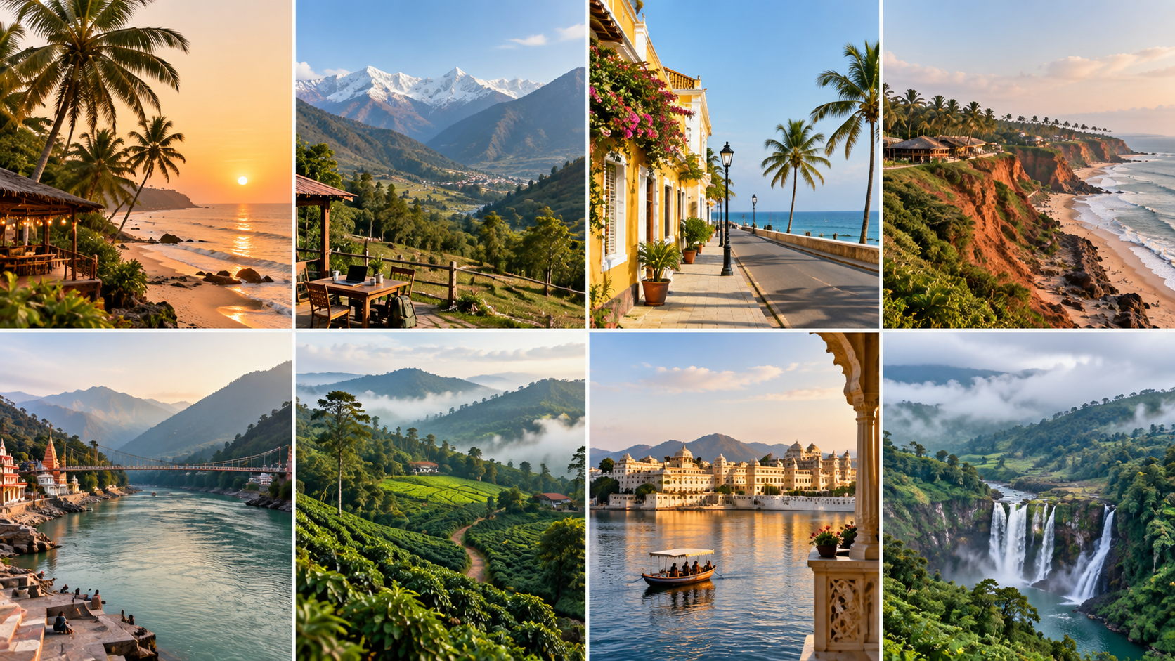 Best workation destinations in India including Goa, Bir, Pondicherry, Varkala, Rishikesh, Coorg, Udaipur and Shillong
